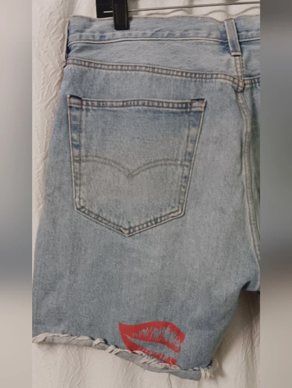 Levis Premium  501 '93 Light Blue Mens Shorts with Yellow & Red Floral Graphic
